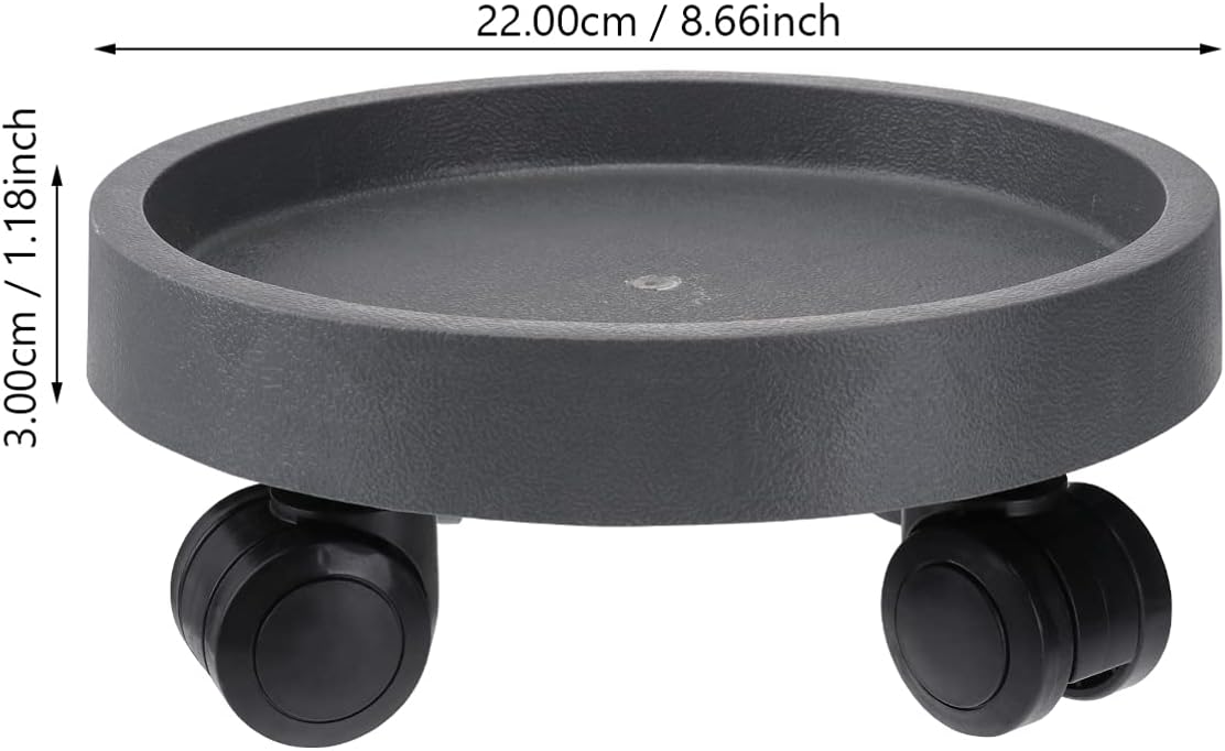 Angoily 8. 6 Inch Round Grey Planter with Wheels Indoor, Resin Plant with Easy Moving Caster Wheels for Planter Pots, Heavy Duty Flower Pot Mover (Grey, 8. 6x8. 6x1. 2 Inch)