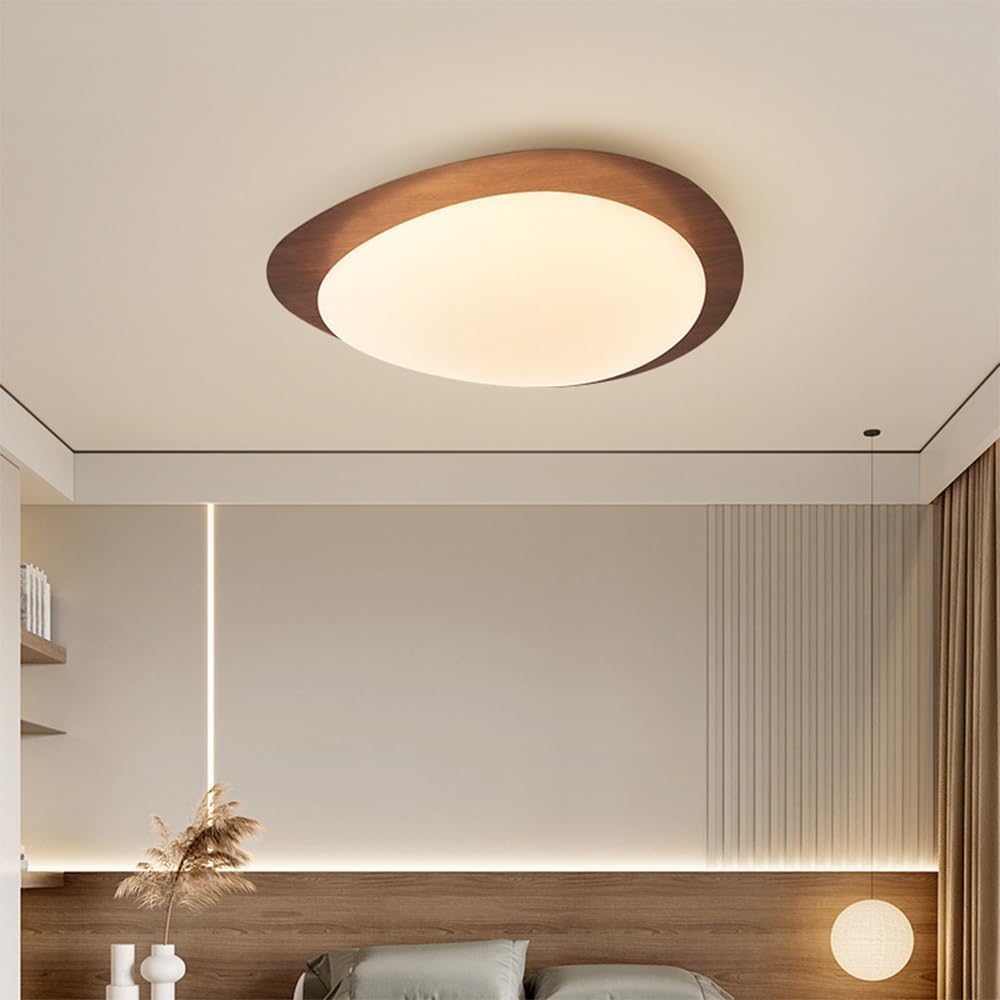 Genérico Lámpara Techo Nórdica, Diseño Guijarro, Led Regulable, Cuida Vista | Instalación Empotrada, Vida útil De 30.000 Horas, Apta Para Cocinas, Pasillos Y Estudios (Walnut 30cm)
