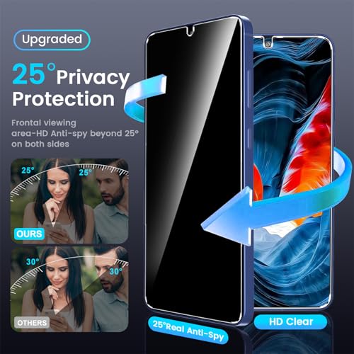 Image of firtstnow 3 Pack Privacy Screen Protector for Samsung Galaxy S26 Plus Tempered Glass + 2 Pack Camera Lens Protector, True 25Anti Spy, 9H+ Hardness, Fingerprint Unlock, Case Friendly Bubble-Free 6.7Inch