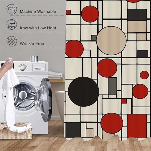 Rideau de douche crème géométrique polyester lavable 120x180 cm
