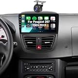 【4+64G】 Hodozzy Carplay Autoradio pour Peugeot 207 2005-2015, 9 Pouce Touchsreen avec Android Auto/EQ/Mirror Link/WiFi/GPS/RDS/FM/Bluetooth/USB
