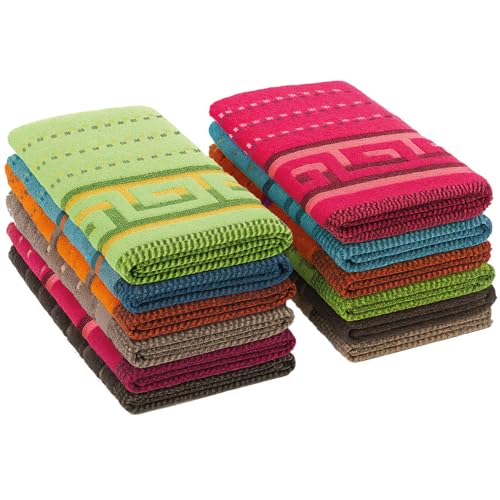 briebe Home 12 Paños de Cocina 100% Algodón Rizo, Fabricados en Portugal, Alta Absorción y Suavidad 50x50 cm, 500 g/m², Pack de Trapos Colores Variados, Duraderos y Resistentes
