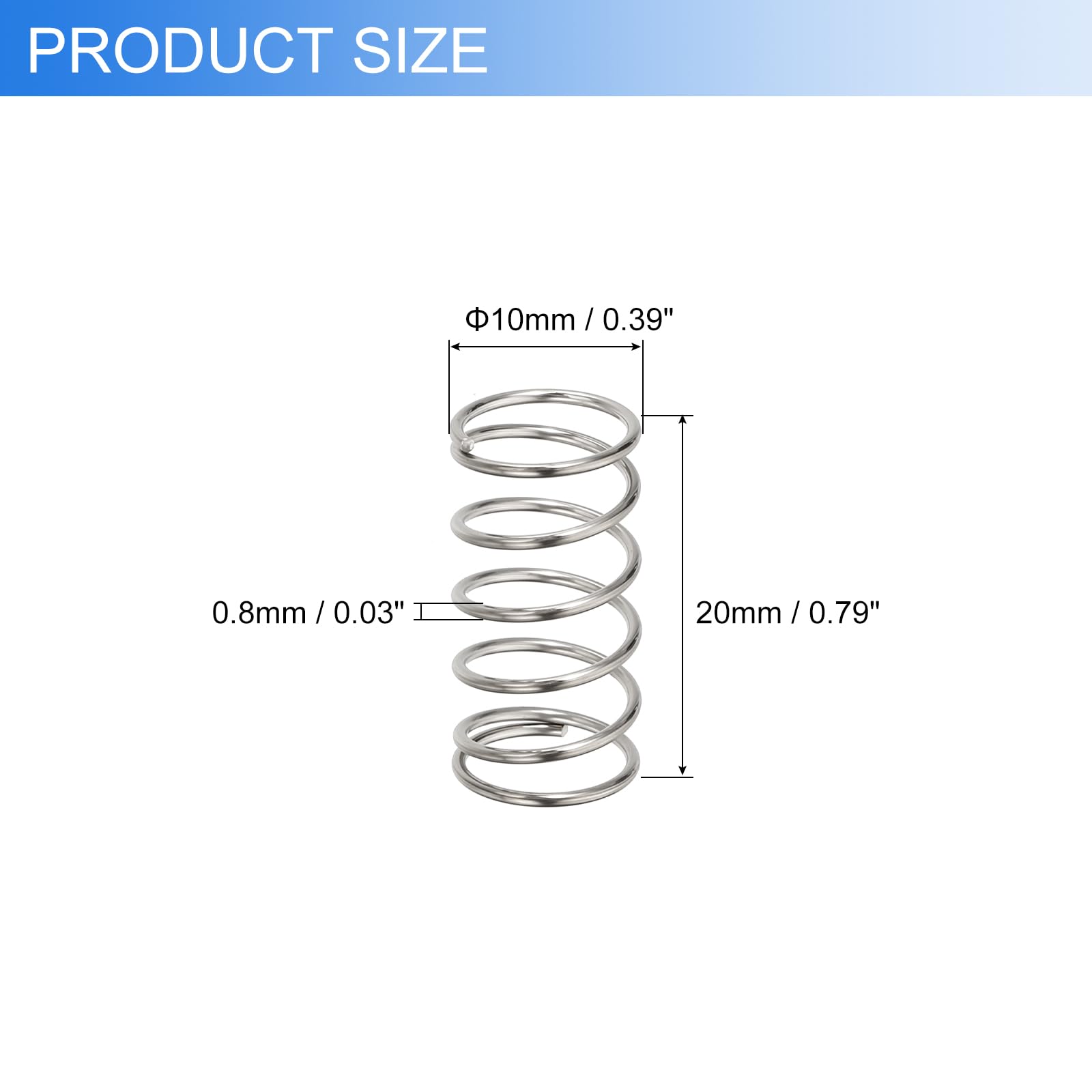 uxcell 10Pcs Compression Spring 0.8mm Wire Diameter x 10mm OD x 20mm Long — Amazon image 2