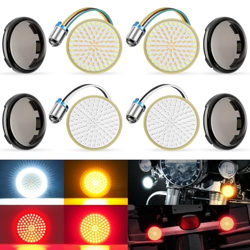 Image of LivTee 1157 Front Rear LED Turn Signals Tail Brake Lights with Lens Cover Kits Compatible with Harley Davidson Touring Dyna Softail Sportster Street Glide Road Glide Accessories