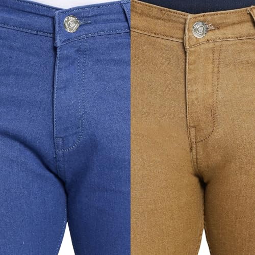 Image of DAIS Men's Stretchable Slim Fit Mid Rise Jeans, Pack of 2, (Combo of 2 Jeans)