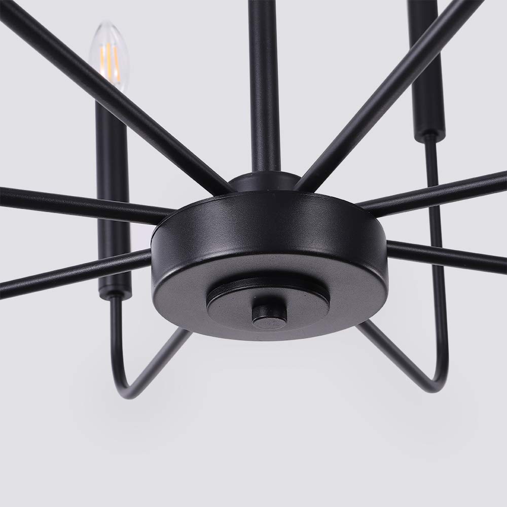 Wellmet Matte Black Farmhouse Chandeliers, 8Light Classic Candle