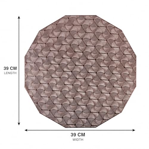 Image of PVC Dining Table Placemats Set of 6 | Washable Table Mats for Dining Table | Decorative Plate Mats for Home, Kitchen & Restaurant | 39 x 39 cm (Rose Gold, Abstract)