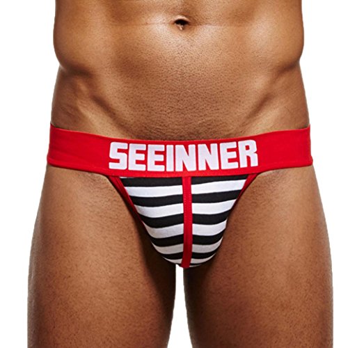 Xinantime Hombres Bóxers, Ropa Interior Sexy para Hombre Calzoncillos Cortos Impresiones a Rayas Briefs Bragas Algodón Boxers Hombres Tanga (M, Negro)