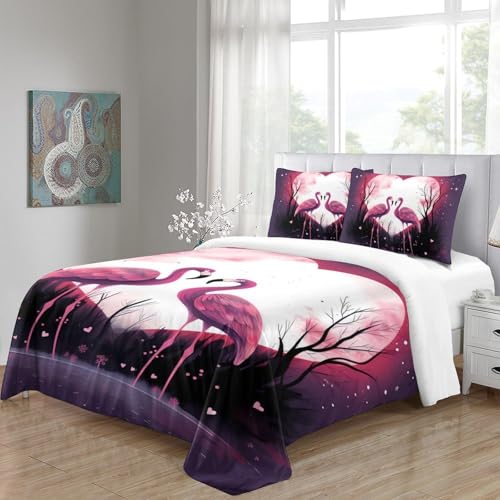 Housse de couette flamant rose anti-décoloration en microfibre respirante douce pour toutes saisons - 8