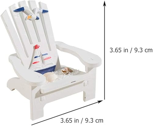 Miniatura 7 de BESPORTBLE 2 sillas de playa en miniatura, mini silla de madera para decoración de tartas, decoración de silla, casa de muñecas náutica, accesorios