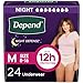 Depend Night Defense Adult Diapers, Incontinence & Postpartum Bladder Leak Underwear for Women, Disposable, Overnight, Medium, Blush, 24 Count, Packaging May Vary