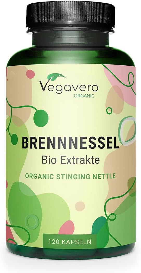 Vegavero Organic STINGING Nettle 3600 mg | from 4:1 Root & Leaf Extracts | Blood Sugar Control, Joint Health, Prostate Health | NO Additives | Urtica Dioica | 120 Capsules | Vegan