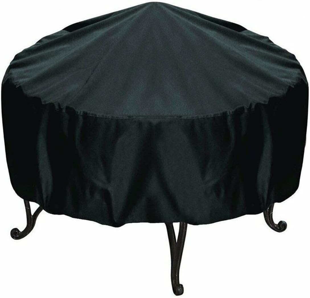 Black Round Fire Pit Cover，Breathable Fire Pit Cover，Heavy Duty Oxford Fabric, Rainproof, Windproof and Durable(Size:80.31"x23.62",Color:Black)