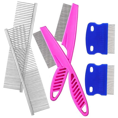 HOLIDYOYO 6Pcs Pet Combs with Stainless Steel Teeth and Rounded Ends Grooming Tool for Long and Short Haired Dogs and Cats Easy to Use Pack for Pet Care