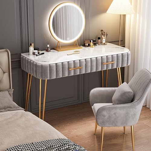 Mesa de Maquillaje Multifuncional para dormitorio con espejo luces LED y taburete