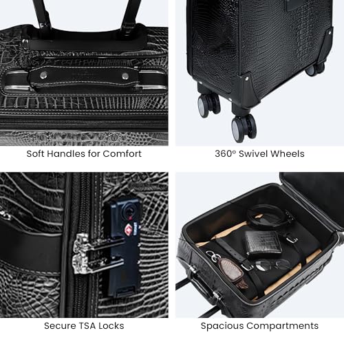 Image of THE CLOWNFISH Drift Small 16inch Cabin Trolley Bag for Travel|Hard Suitcase for Travel with Aluminium Trolley, Wheels, 360 Degree Rotation - Black