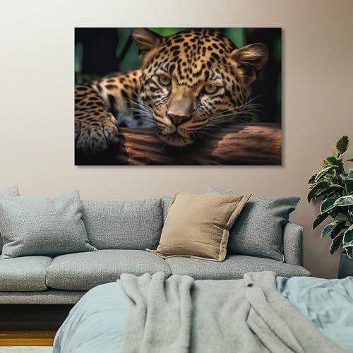 Tableau sur toile léopard wildlife art moderne 50x75cm