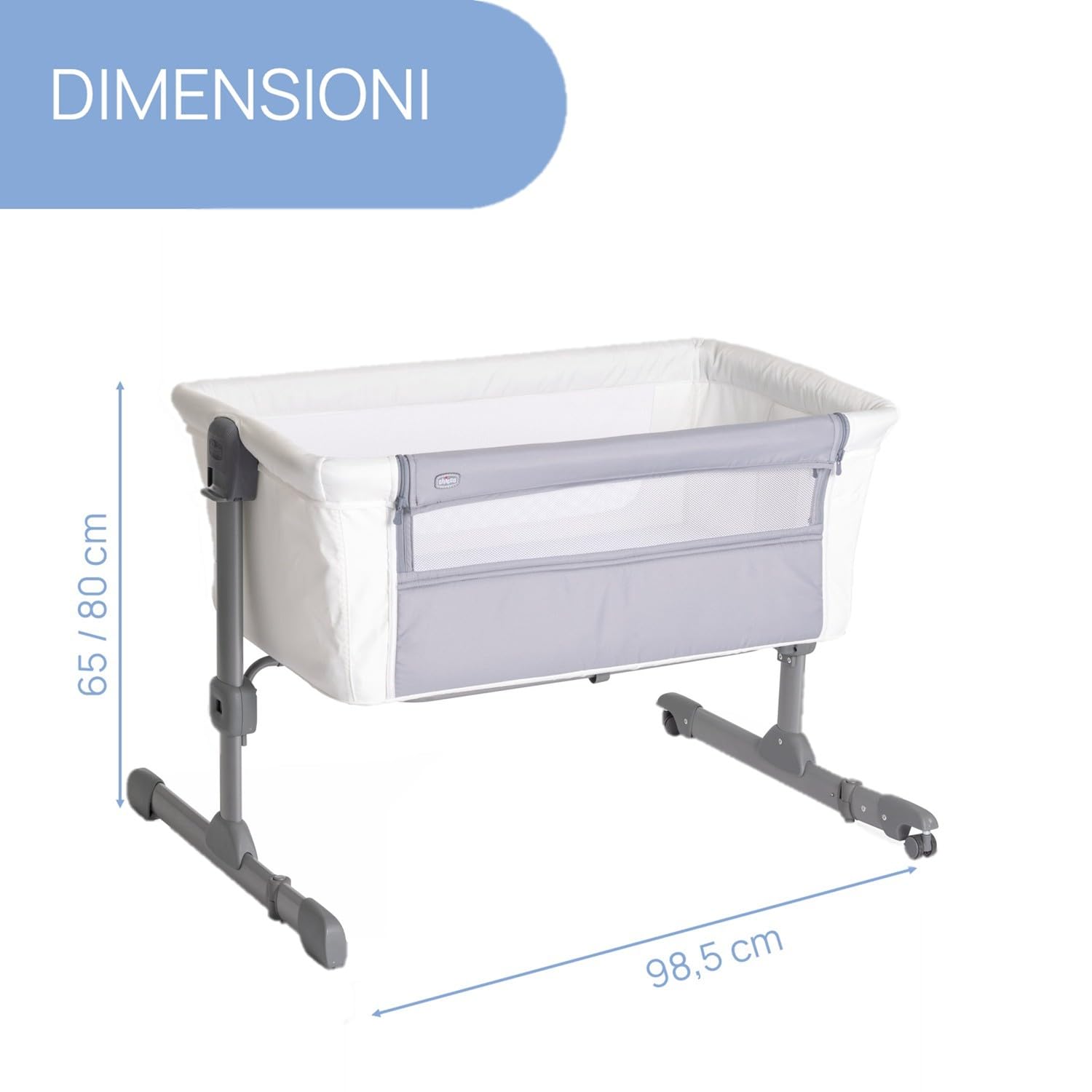 Chicco Next2Me Essential Culla Neonato Fianco Letto, Culla Co-Sleeping, Compatibile con Diversi Letti, Altezza Regolabile, Buona Circolazione dell'Aria, Materasso e Borsa inclusi, 0-6 Mesi, Bianco
