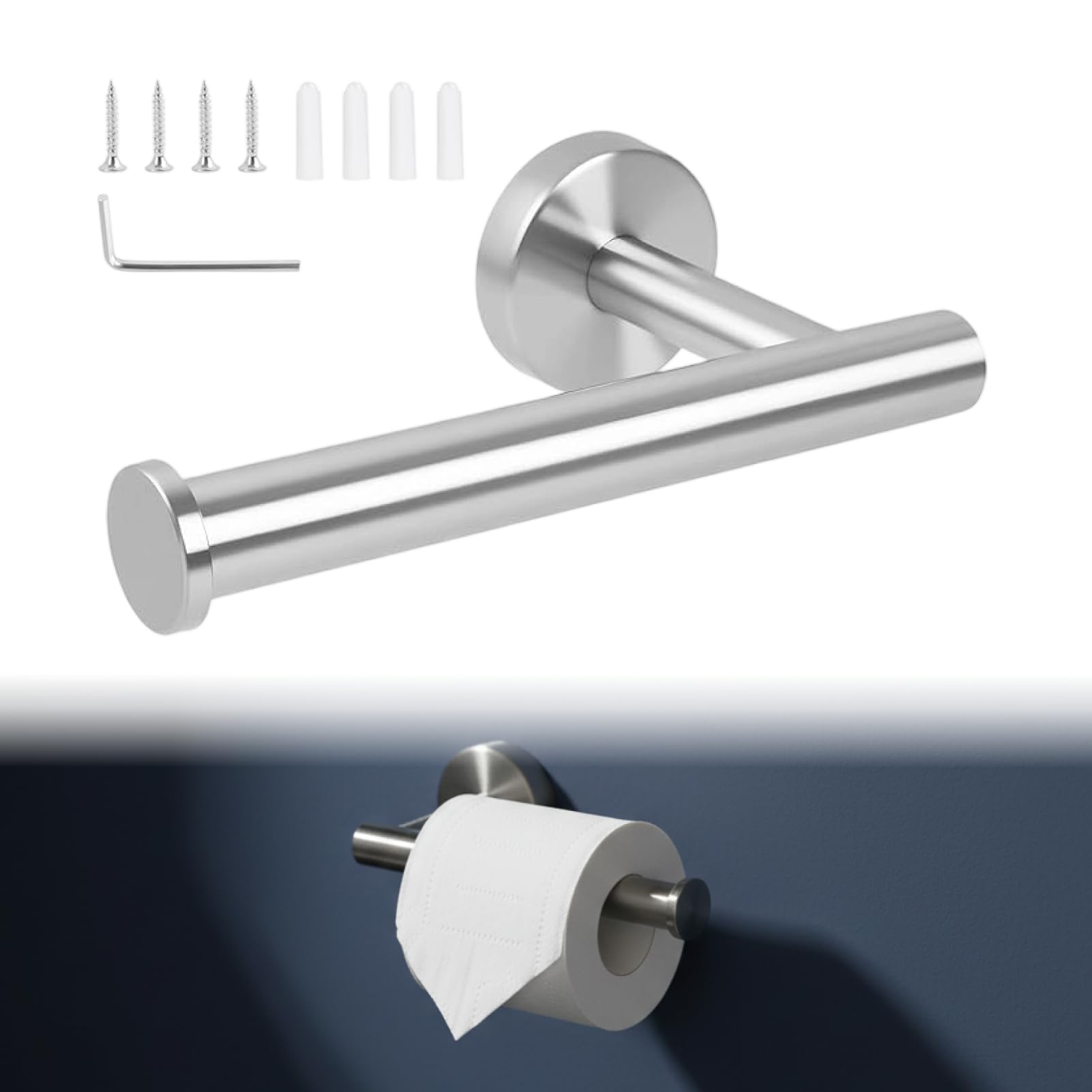 Toilet Roll Holder Wall Mounted, Stainless Steel Waterproof & Rotate Proof Toilet Paper Holder, Rust-Resistant Bathroom Tissue Holder, Kitchen Roll Holder Under Cabinet, Heavy Duty Design