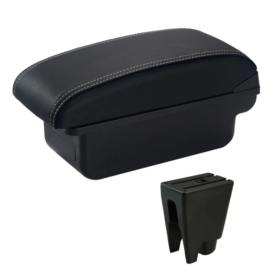 Toiumops Armrest for Peugeot 107, Car Armrest Box Center Console Store Box(A3 White Line No USB)