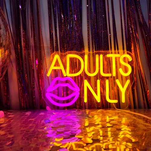 Image of Adults Only Neon Sign Adutls Only Neon Signs for Wall Decor, Adult Only LED Light Sign for Bedroom Game Bar Man Cave Hotel Party, 11.4 inch x 7.3 inch