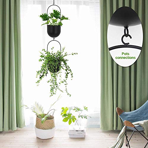 Ibigbean Black Metal Plant Hanger Metal Wall And Ceiling Hanging Planter Modern Planter Mid Century Flower Pot Plant Holder(D=6.29'') #TOP3