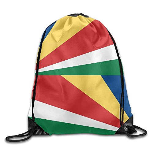 Flag Of Seychelles Print Drawstring Backpack Rucksack Shoulder Bags Gym Bag Sport Bag