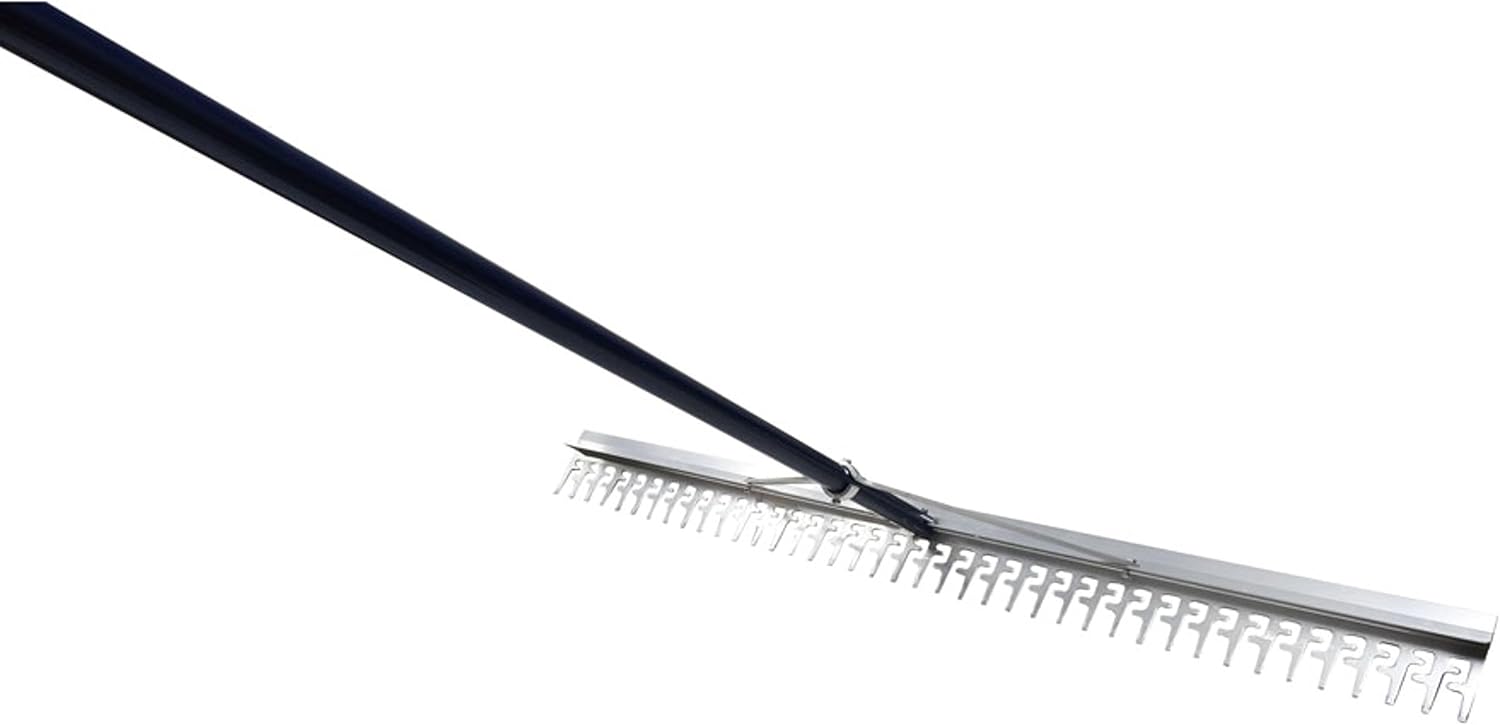 Extreme Max 3005.4095 36" Commercial-Grade Screening Rake for Beach and Lawn Care with 66" Handle,Silver