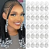 VENOFEN 50PCS Silver Hair Beads Loc Dreadlock Jewelry Clear Large Beads Braids Accessories Hair Decoration for Women Jewelry Making Kit