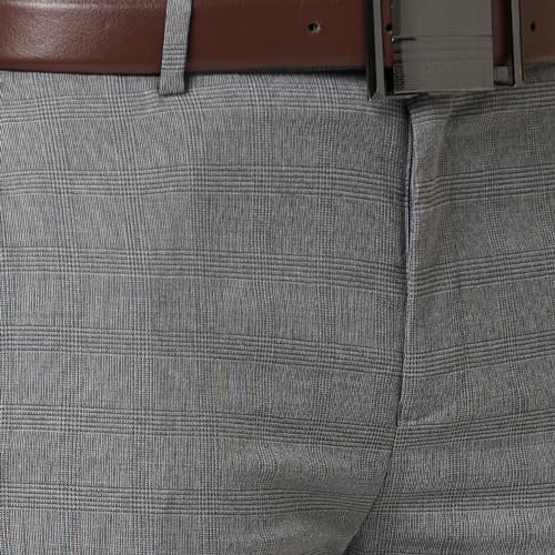 Image of Raymond Men's Mid Rise Slim Fit Checks Pattern Polyester Blend Pleated Formal Trouser