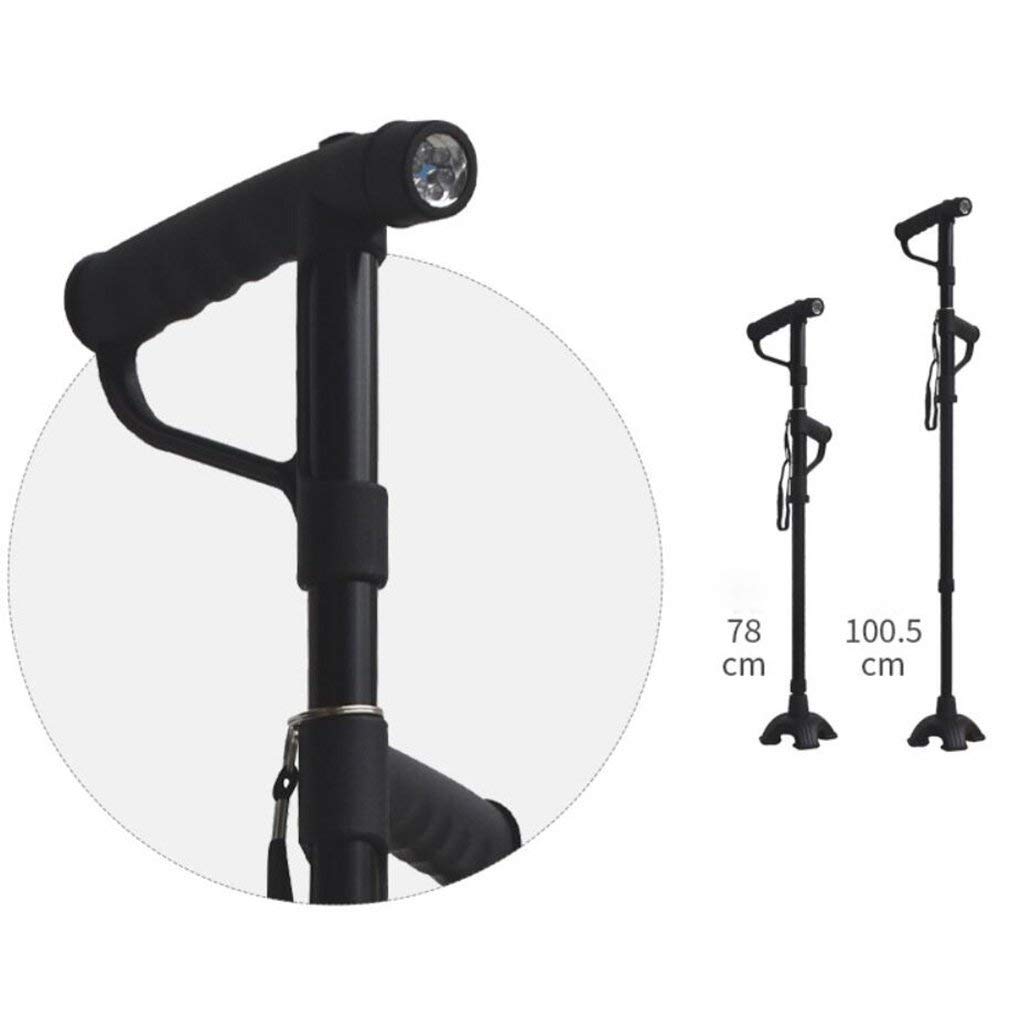 Muletas para Ancianos Bastón de Aluminio Plegable de Cuatro Patas Telesmultiusos Bastón de Doble Mango,Muletas