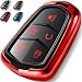 COMPONALL Key Fob Cover for Cadillac, Key Fob Case for 2015-2019 Cadillac Escalade CTS SRX XT5 ATS STS CT6 5-Buttons Premium Soft TPU 360 Degree Full Protection Red