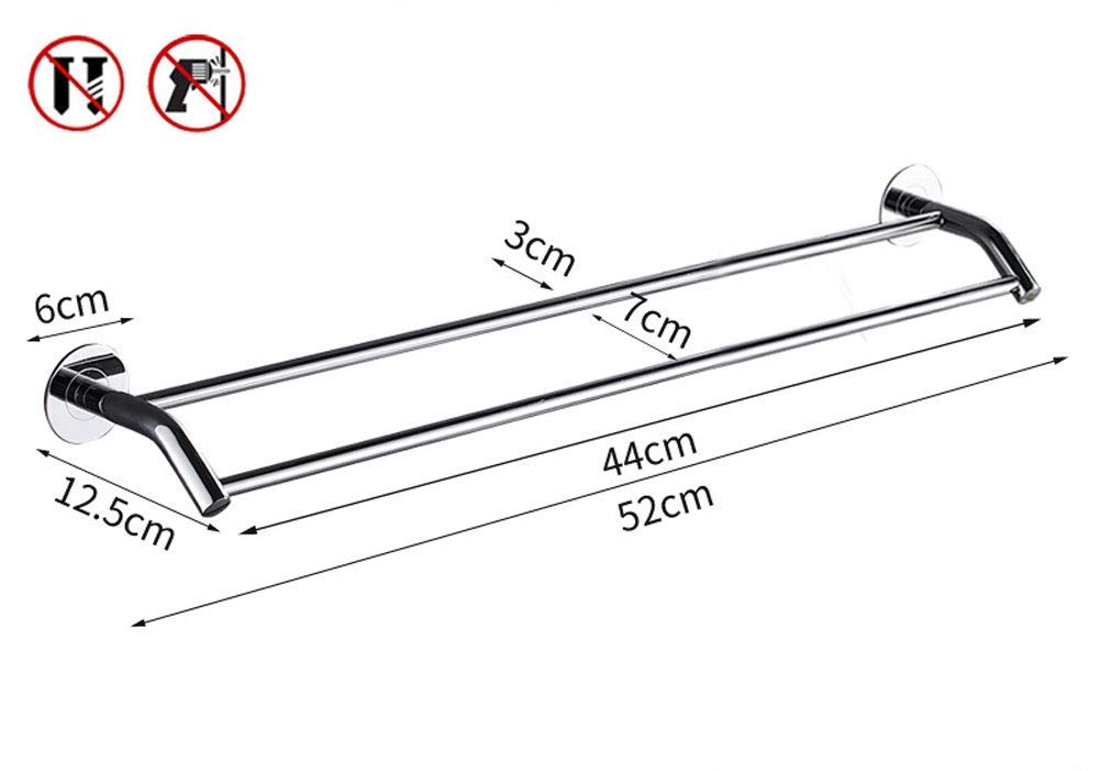 Wieszak na ręczniki ze stali nierdzewnej, montowany na ścianie, 52 cm, podwójny wieszak na ręczniki do łazienki i kuchni, bez wiercenia, oszczędność miejsca, uchwyt na ręczniki i stylowy design