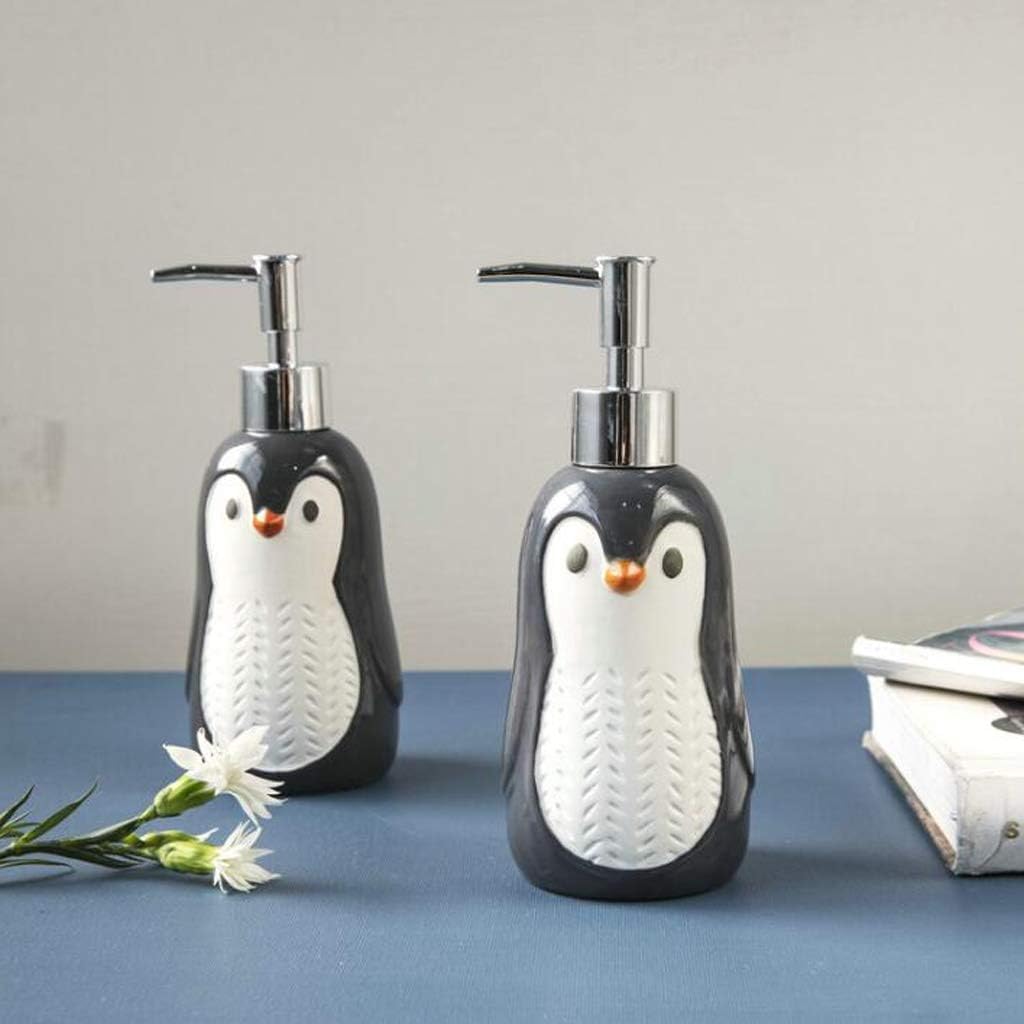 Dozownik mydła do rąk, ceramiczna pompka do balsamu pingwinowego, pojemnik na mydło w płynie do wielokrotnego napełniania, przenośny dozownik mydła do kuchni lub łazienki, ręcznie malowany design