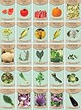 Set of 25 Premium Vegetable & Herb Seeds - 25 Deluxe Variety Premium Vegetable & Herb Garden 100% Non-GMO Heirloom
