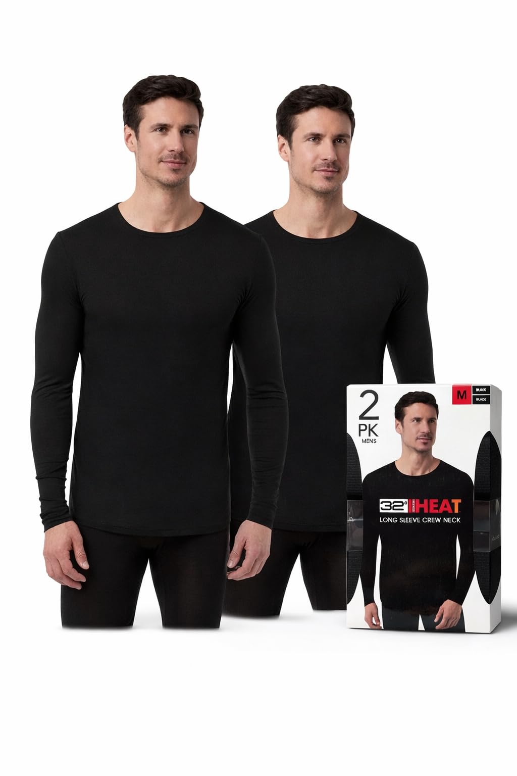 32 DEGREES Men's 2-Pack Performance Lightweight Thermal Baselayer Crewneck Top