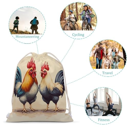 Drawstring Backpack Foldable Draw String Bags Rooster And Hen Sackpack Sports Gym Bag for Shopping Yoga3