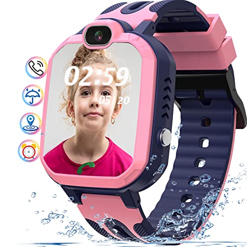 Smartwatch Niños Reloj Inteligente Niños, Reloj Inteligente Teléfono Smartwatch para niños, LBS Antipérdida con Chat de Voz, SOS, Reloj...