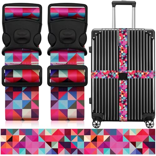 2 Pack Colorful Block Luggage Straps