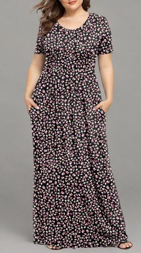 Image of LONGYUAN Women's Plus Size Maxi Dresses Summer Short Sleeve Casual Long Dress 2026 XL-6XL