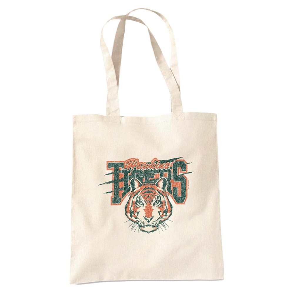 Stranger Things Hawkins Scratch Grocery Travel Reusable Tote Bag, Natural