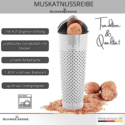 Muskatreibe Schwertkrone mit Edelstahlbehälter