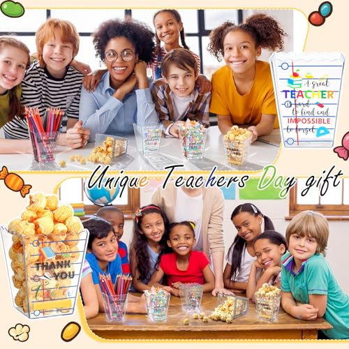 Image of Mimorou 6 Pcs Back to School Teacher Gift Box Container Notebook Pencil Composition Book Crayon Popcorn Candy Jar Containers Holders for First Day of School Party (Notebook)