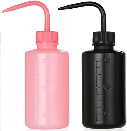 2 piezas de botellas de 8 oz Botellas de chorro de agua de material ABS para limpieza de tatuajes, lavado de material de laboratorio, riego de