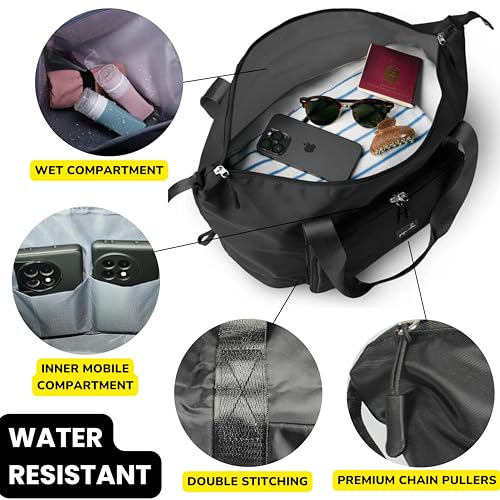 Image of Premium Foldable Duffle Bag for Travel for Women-Folding Bags for Travelling-Travel Bag for Women-Multipurpose Foldable Bags for Travelling. (Style 1, Black)