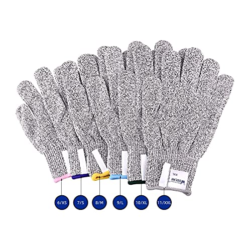 Cut Resistant Gloves, Safe Cut Resistant Gloves Level 5 Protection Safety Cut Gloves for Kitchen (Silver 1pairs, Small)