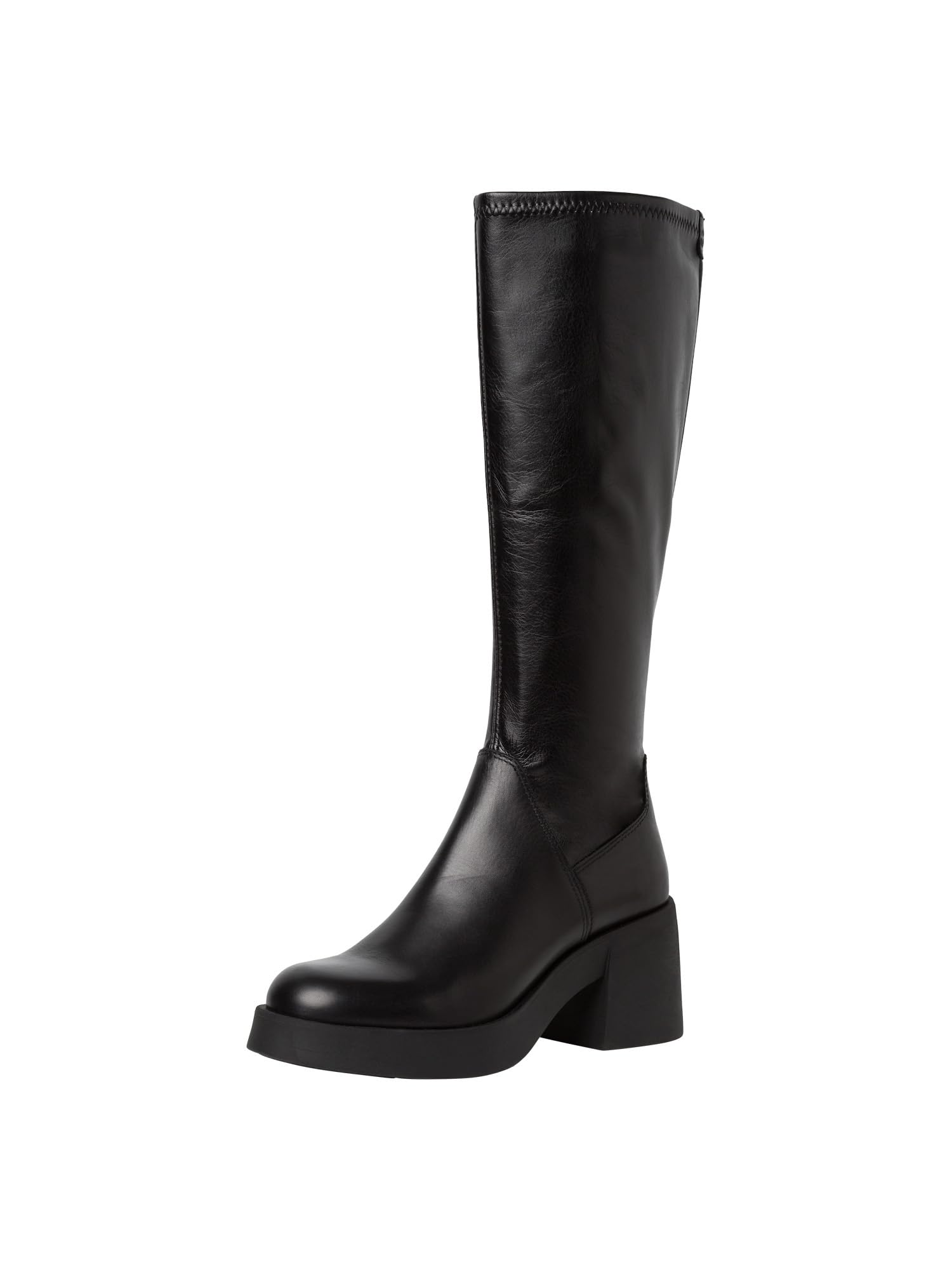 Tamaris Women's Long Shaft Boots with Heel Leather Block Heel, Black/Black, 36 EU