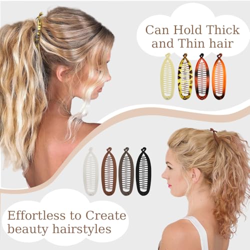 8 pinzas de cabello Banana para mujer, 4.3 pulgadas, para cabello fino y delgado, color neutro, accesorios para coleta miniatura 3
