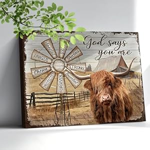 Farmhouse Highland Cow Wall Art Rustic Country Cow Barn Windmill Pictures Wall Decor Highland Cow Canvas Prints Painting Framed Artwork For Bedroom Bathroom Kitchen Living Room 12"x16" Farmhouse Highland Cow Wall Art Rustic Country Cow Barn Windmill Pictures Wall Decor Highland Cow Canvas Prints Painting Framed Artwork For Bedroom Bathroom Kitchen Living Room 12×16