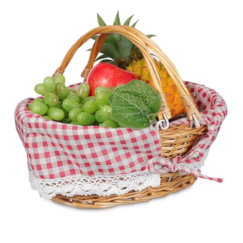 MOBUTOFU Forro Reutilizable de Tela para Cesta de Picnic y Cesta de Mimbre, Ajuste Ceñido, Diseño Boho Elegante para Almacenamiento y Picnic en Exteriores